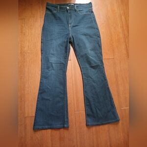 Fashion Nova Blue Denim with High Waist Flare Legs.